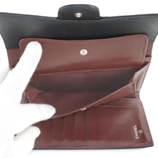 シャネル 財布 マトラッセ 三つ折り 長財布 ラムスキン ブラック A31506 シルバー 金具 レディース 90316682 【中古】ブランド_7