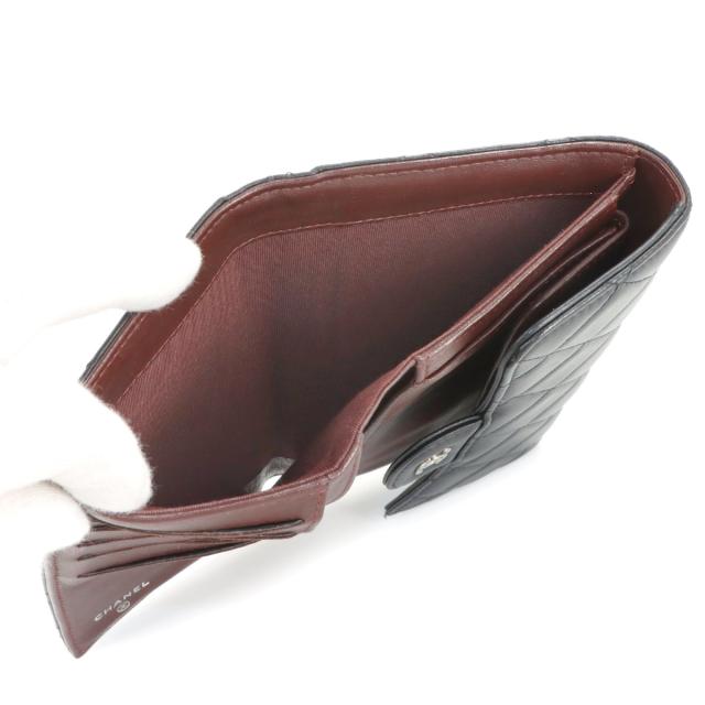 シャネル 財布 マトラッセ 三つ折り 長財布 ラムスキン ブラック A31506 シルバー 金具 レディース 90316682 【中古】ブランド_8