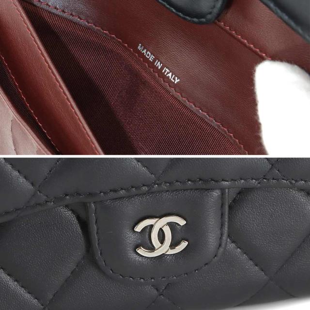 シャネル 財布 マトラッセ 三つ折り 長財布 ラムスキン ブラック A31506 シルバー 金具 レディース 90316682 【中古】ブランド_9