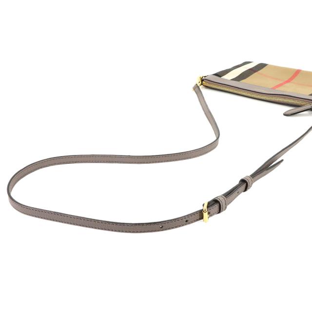 バーバリー バッグ ハウスチェック ショルダー バッグ キャンバス レザー ブラウン グレー レディース 90316708 【中古】ブランド_4