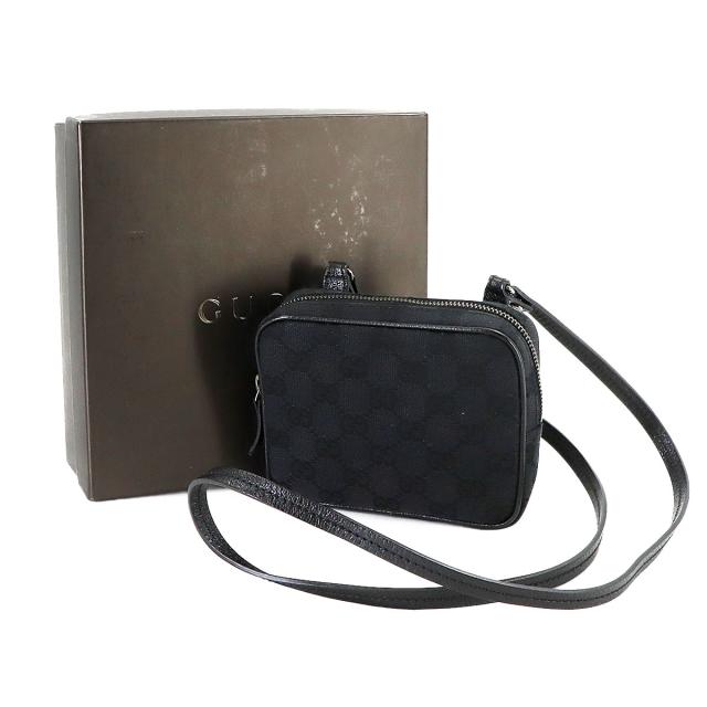 グッチ バッグ GGキャンバス ミニ ショルダー バッグ レザー ブラック 120975 シルバー 金具 レディース 90316714 【中古】ブランド_1