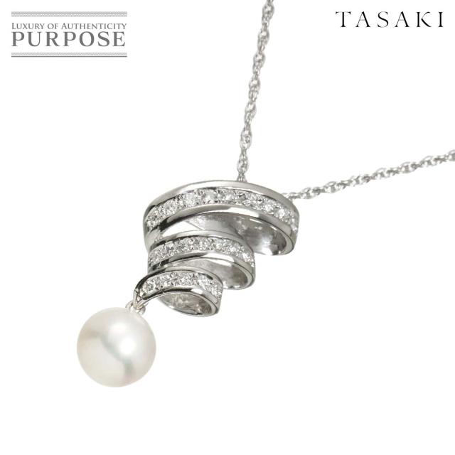 タサキ TASAKI アコヤ真珠 9.0mm ダイヤ 0.32ct ネックレス 40cm Pt プラチナ パール 田崎真珠 レディース 90317323 【中古】BJ