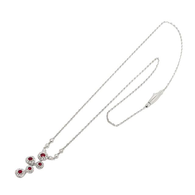 ルビー 0.38ct ダイヤ 0.49ct ネックレス 42cm K18 WG ホワイトゴールド 750 【鑑別書付き】 レディース 90317567 【中古】NJ_1