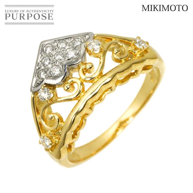 ミキモト MIKIMOTO 11号 リング ダイヤ 0.17ct K18 YG イエロー 