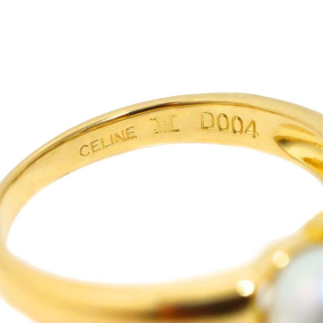 セリーヌ CELINE 7号 リング アコヤ真珠 6.0mm ダイヤ 0.04ct K18 YG イエローゴールド 750 指輪 レディース 90318424 【中古】BJ_2
