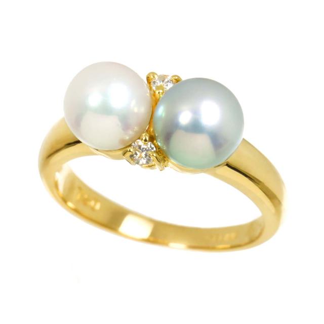 セリーヌ CELINE 7号 リング アコヤ真珠 6.0mm ダイヤ 0.04ct K18 YG イエローゴールド 750 指輪 レディース 90318424 【中古】BJ_4