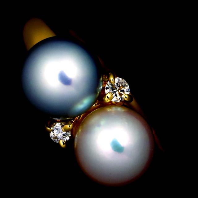 セリーヌ CELINE 7号 リング アコヤ真珠 6.0mm ダイヤ 0.04ct K18 YG イエローゴールド 750 指輪 レディース 90318424 【中古】BJ_5
