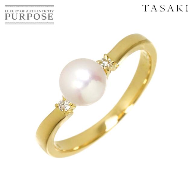 タサキ TASAKI 10号 リング アコヤ真珠 5.6mm ダイヤ 0.03ct K18 YG 750 パール 指輪 レディース 90318442 【中古】BJ