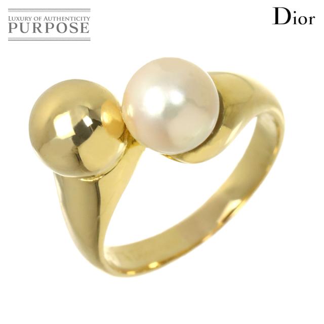 クリスチャン ディオール Christian Dior リング 10号 アコヤ真珠 7.0mm K18 YG パール 指輪 レディース 90318475 【中古】BJ