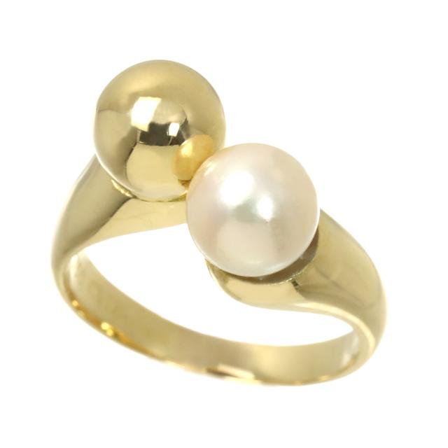 クリスチャン ディオール Christian Dior リング 10号 アコヤ真珠 7.0mm K18 YG パール 指輪 レディース 90318475 【中古】BJ_2