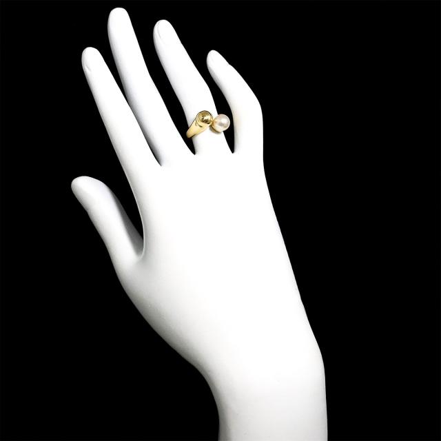 クリスチャン ディオール Christian Dior リング 10号 アコヤ真珠 7.0mm K18 YG パール 指輪 レディース 90318475 【中古】BJ_6