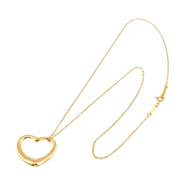ティファニー TIFFANY&amp;Co. オープンハート 幅22mm ネックレス 40cm K18 YG イエローゴールド 750 レディース 90318568 【中古】BJ_1