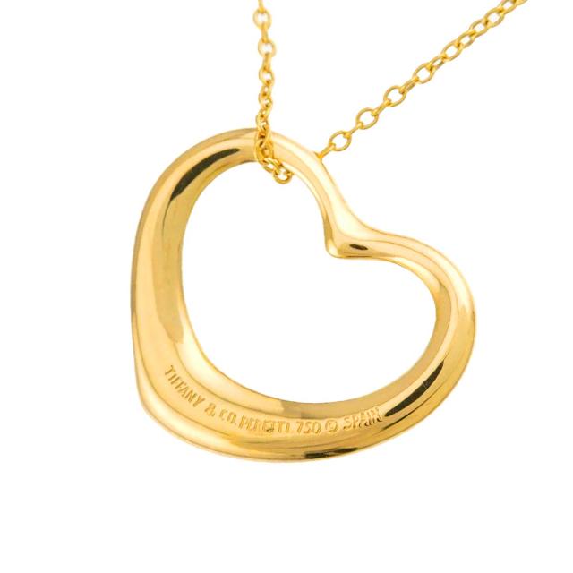 ティファニー TIFFANY&amp;Co. オープンハート 幅22mm ネックレス 40cm K18 YG イエローゴールド 750 レディース 90318568 【中古】BJ_3