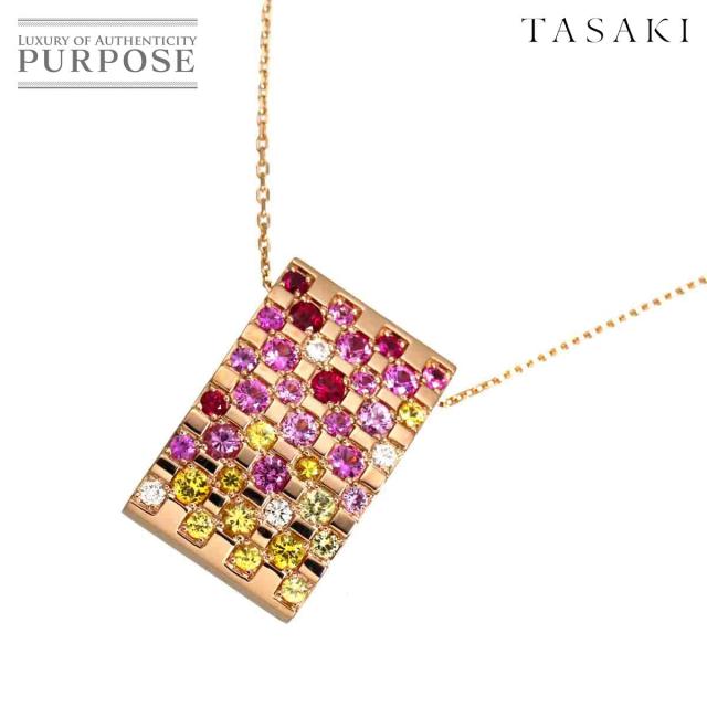 タサキ TASAKI サファイヤ ダイヤ 0.09ct ネックレス 50cm K18 PG ピンクゴールド 750 レディース 90318811 【中古】BJ