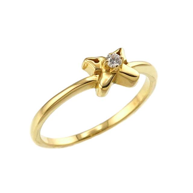 ミキモト MIKIMOTO 9号 リング ダイヤ K18 YG イエローゴールド 750 指輪 レディース 90318934 【中古】BJ_3