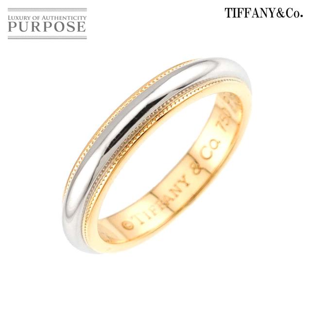 ティファニー TIFFANY&Co. ミルグレイン バンド 9号 リング 幅3.5mm Pt K18 YG 750 指輪 トゥギャザー レディース 90318979 【中古】BJ