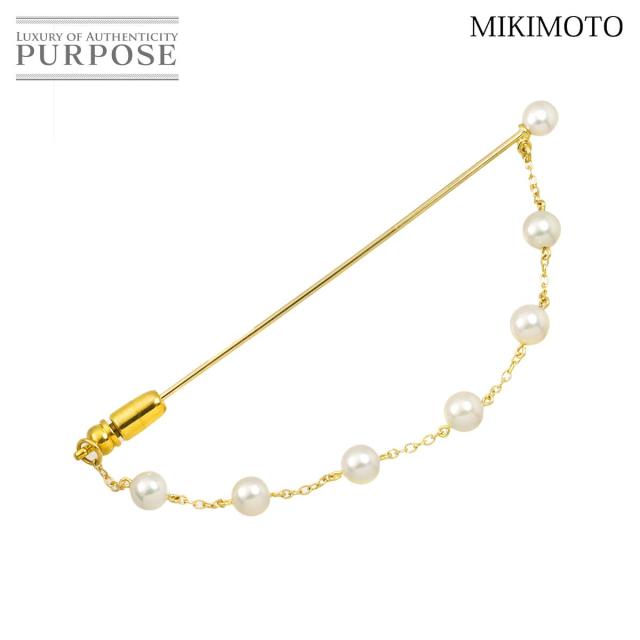ミキモト MIKIMOTO アコヤ真珠 4.9-4.5mm ピンブローチ K14 YG イエローゴールド 585 パール レディース 90319188 【中古】BJ