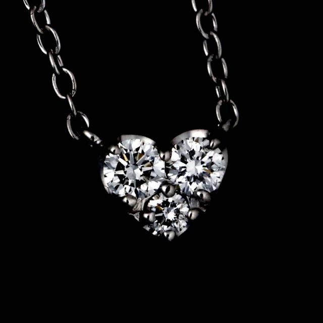 ポンテヴェキオ Ponte Vecchio ダイヤ 0.10ct ネックレス 40cm K18 WG ホワイトゴールド 750 ハート レディース 90319204 【中古】BJ_6