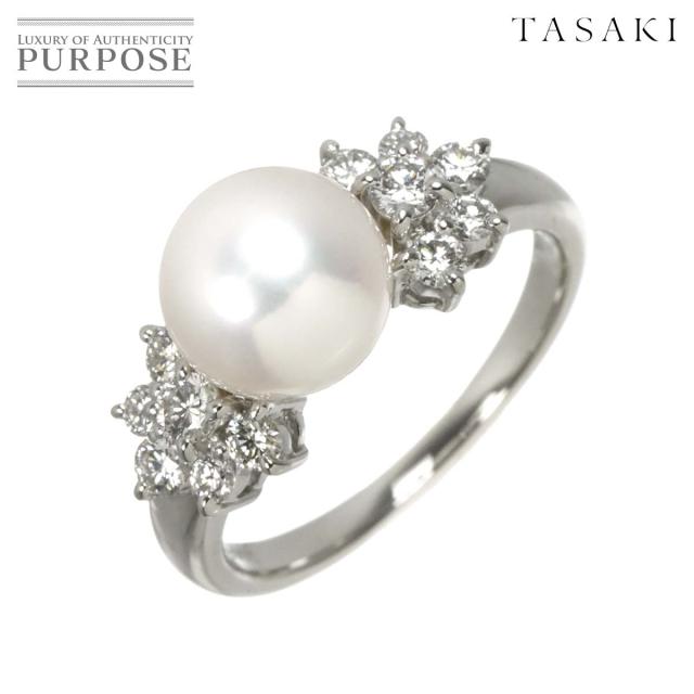 タサキ TASAKI 13号 リング アコヤ真珠 8.4mm ダイヤ 0.50ct Pt プラチナ パール 指輪 田崎真珠 レディース 90319255 【中古】BJ