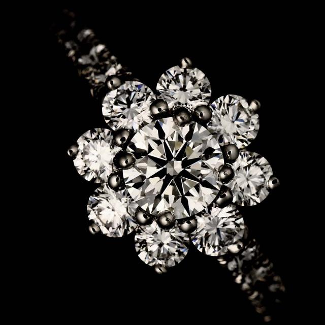 ハリーウィンストン HARRY WINSTON サンフラワー ミニ 5号 リング ダイヤ 0.37ct Pt 指輪 証明書 レディース 90319339 【中古】BJ_5