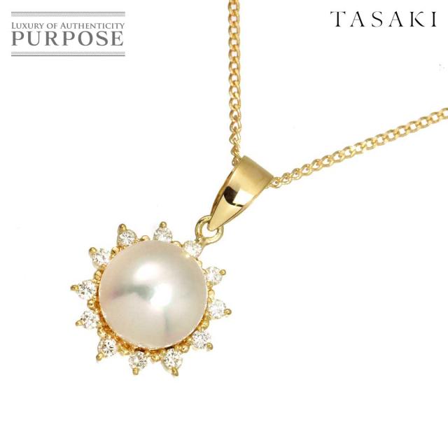 タサキ TASAKI アコヤ真珠 8.0mm ダイヤ 0.15ct ネックレス 40cm K18 YG 750 パール 田崎真珠 レディース 90319382 【中古】BJ