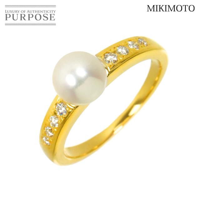 ミキモト MIKIMOTO 11.5号 リング アコヤ真珠 6.6mm ダイヤ K18 YG 750 パール 指輪 レディース 90319387 【中古】BJ