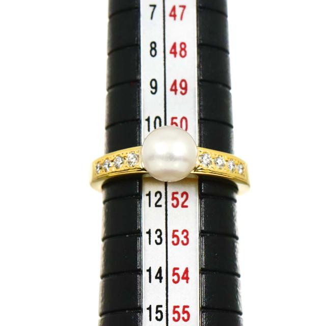 ミキモト MIKIMOTO 11.5号 リング アコヤ真珠 6.6mm ダイヤ K18 YG 750 パール 指輪 レディース 90319387 【中古】BJ_5