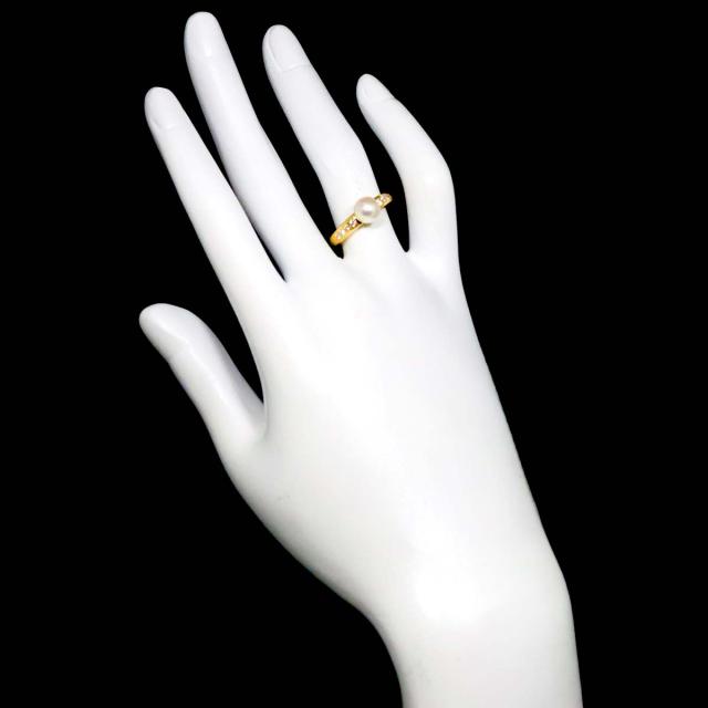 ミキモト MIKIMOTO 11.5号 リング アコヤ真珠 6.6mm ダイヤ K18 YG 750 パール 指輪 レディース 90319387 【中古】BJ_6