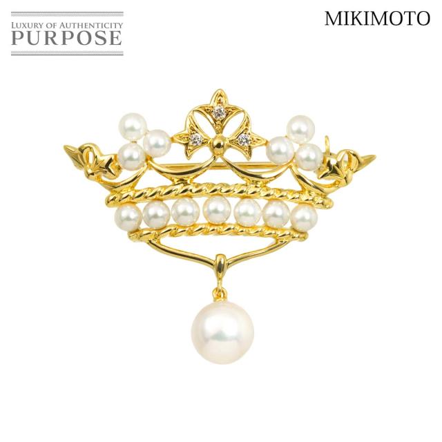 ミキモト MIKIMOTO アコヤ真珠 7.2-3.2mm ダイヤ ブローチ K18 YG イエローゴールド パール レディース 90319444 【中古】BJ 106,700円