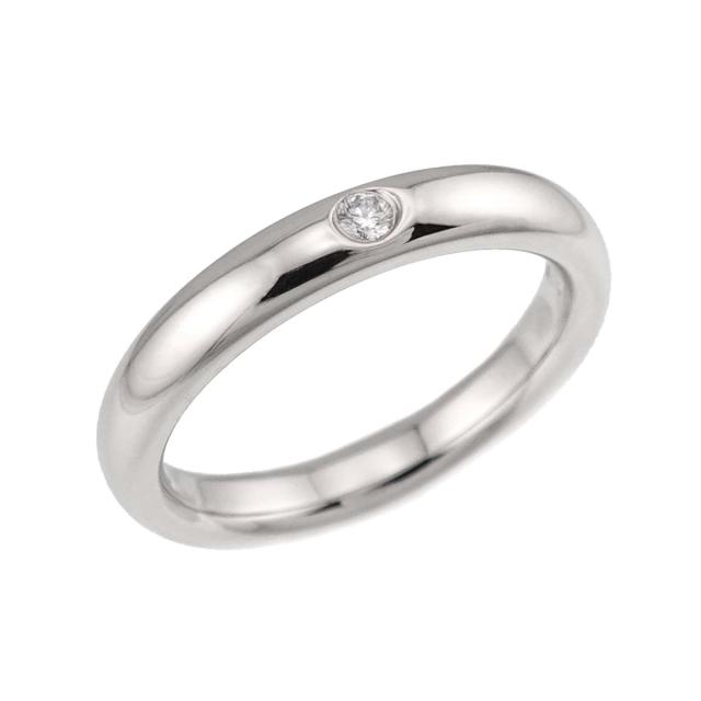ティファニー TIFFANY&Co. スタッキング バンド 4号 リング ダイヤ 1P Pt プラチナ 指輪 レディース 90319477 【中古】BJ_4