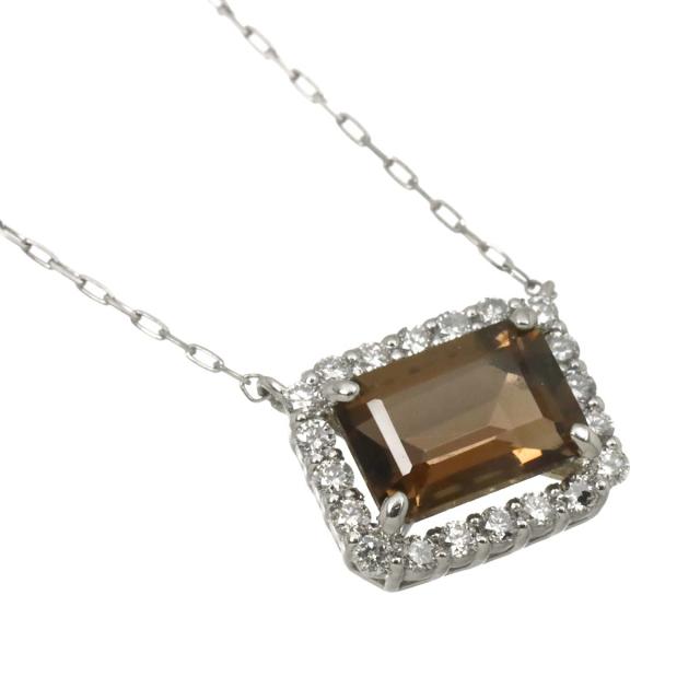 クォーツ ダイヤ 0.16ct ネックレス 40.5cm Pt プラチナ レディース 90322768 【中古】NJ_2