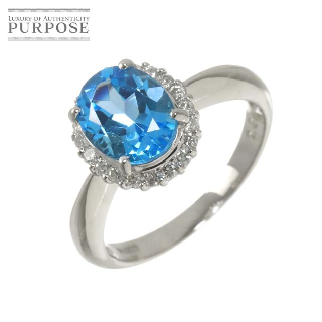 リング 12.5号 ブルートパーズ ダイヤ 0.26ct Pt プラチナ 指輪 レディース 90322773 【中古】NJ
