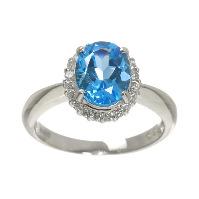 リング 12.5号 ブルートパーズ ダイヤ 0.26ct Pt プラチナ 指輪 レディース 90322773 【中古】NJ_1