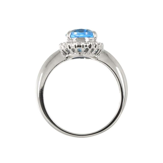 リング 12.5号 ブルートパーズ ダイヤ 0.26ct Pt プラチナ 指輪 レディース 90322773 【中古】NJ_5