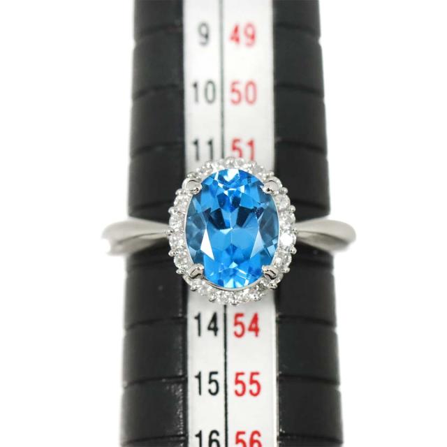 リング 12.5号 ブルートパーズ ダイヤ 0.26ct Pt プラチナ 指輪 レディース 90322773 【中古】NJ_6