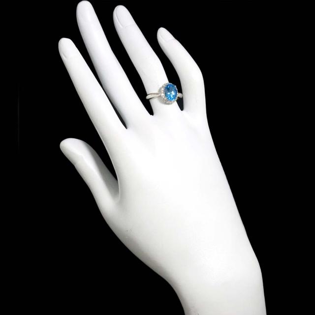 リング 12.5号 ブルートパーズ ダイヤ 0.26ct Pt プラチナ 指輪 レディース 90322773 【中古】NJ_7