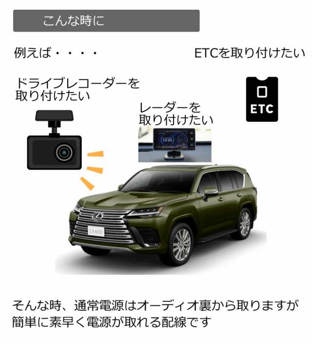 レクサス UX RX NX ESハイブリット LCハイブリット 助手席足元のオプションカプラー 電源取り出し ドライブレコーダ レーダー カスタム  パーツ TR-156