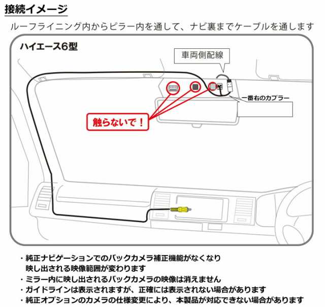 ハイエース200系 ハイエース6型 デジタルインナーミラー+バックモニター内蔵専用バックカメラ映像分岐ハーネス レジアスエース トヨタ TR