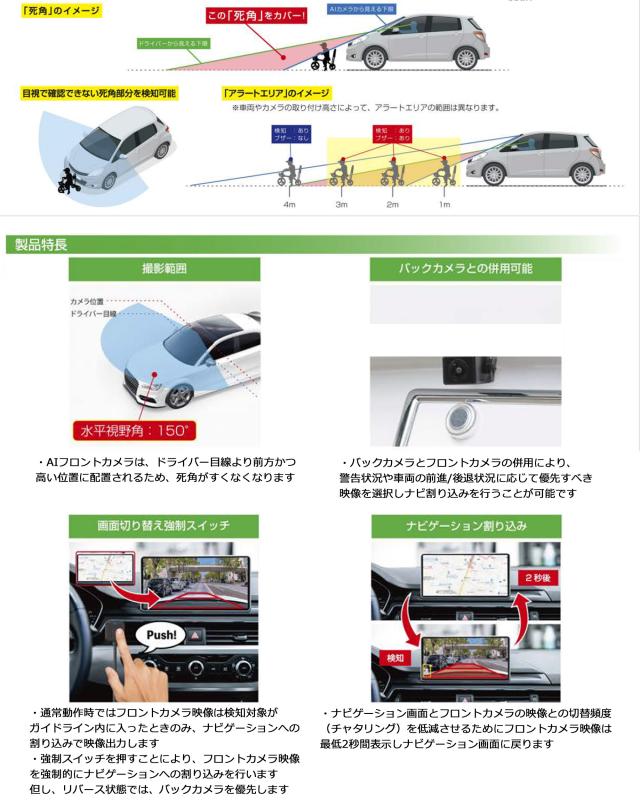 AIフロントカメラ AN-C103F 防塵防水IP68(カメラ部分) 人を検知しブザーでお知らせ、死角や気づかないところをAIが検知してブザーでお知らせ 室内設置フロントカメラ 1年保証 AN-C103F_2