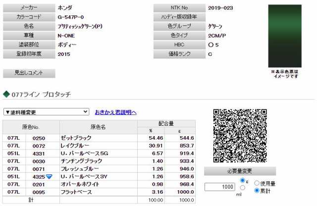 タッチアップペイント タッチペン ホンダ N Box ブリティッシュグリーンパール カラー番号g547p mlの通販はau Pay マーケット パネル王国