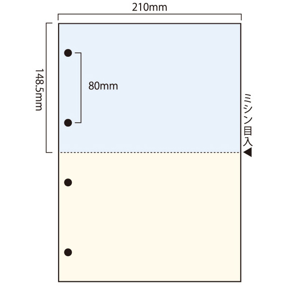 プリンタ帳票カット紙 汎用マルチカット 業務用 カラー A4 2分割 4穴 500枚×5冊セット SW-C24H_1