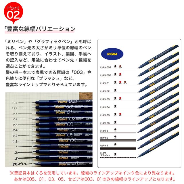 サクラクレパス PIGMA ピグマ くろ【メール便可】 くろ 線種 12種から