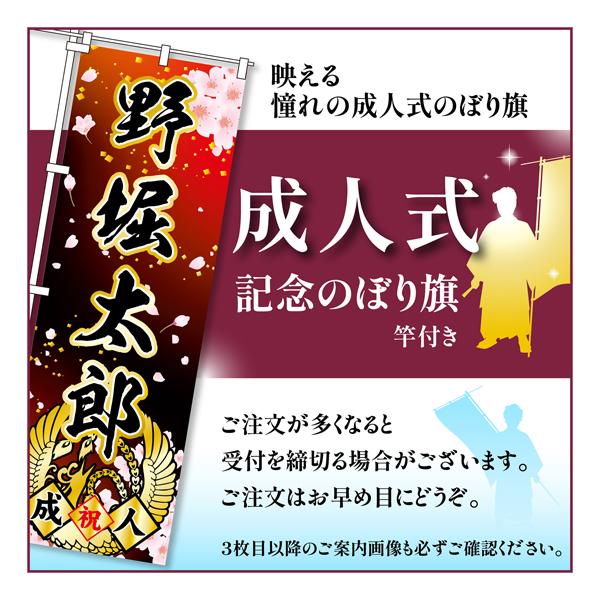 卒業 入学 等に変更可能 成人式 のぼり旗 黒帯 黒ポール付き 成人式柄