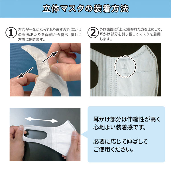 立体型マスク 耳が痛くない 三層フィルター VFE BFE 普通サイズ 不織布 使い捨て 業務用 1500枚入り【送料無料】_7