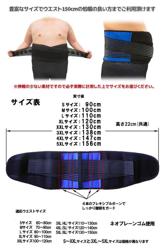 新品 5L 4XL 腰ベルト 腰サポーター 腰痛 骨盤 大きい コルセット 