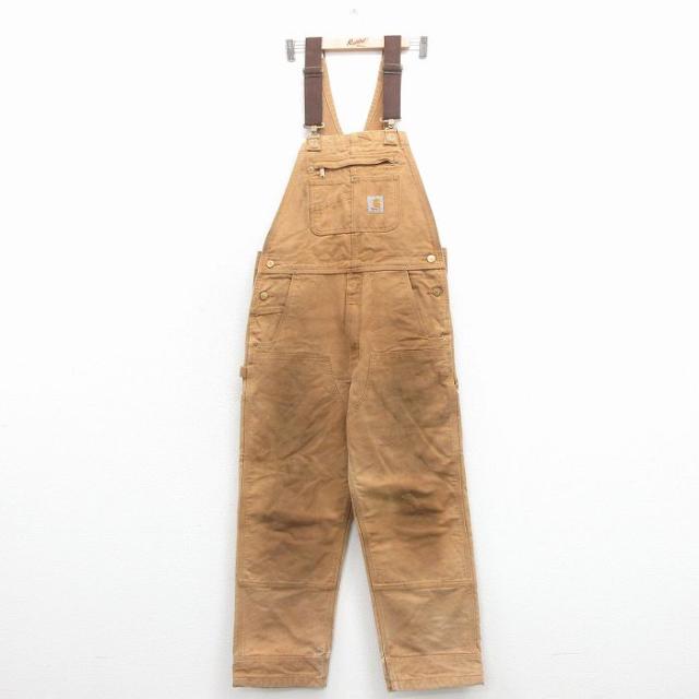 古着 カーハート オーバーオール メンズ ダブルニー ダック地 コットン 茶 25nov17
