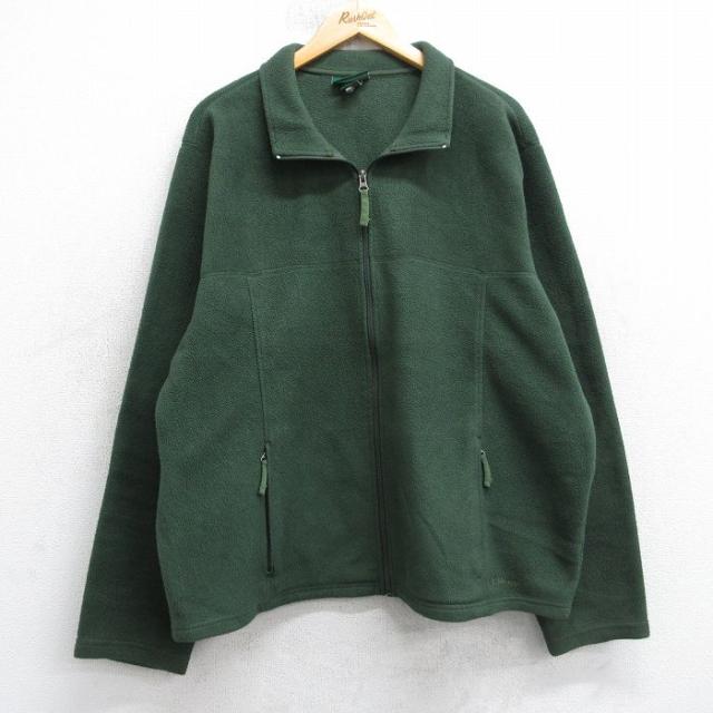 古着 エルエルビーン 長袖 フリース ジャケット メンズ 00年代 00s ワンポイントロゴ 緑 25nov20
