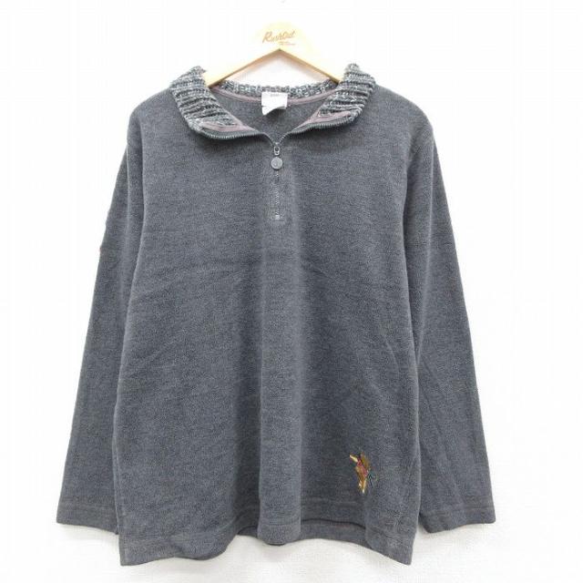 古着 長袖 ハーフジップ フリース ジャケット メンズ 00年代 00s ディズニー くまのプーさん グレー 25nov21