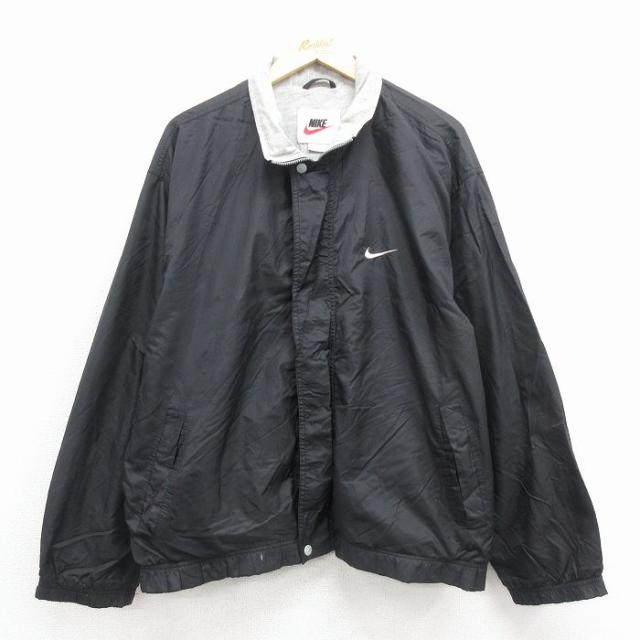 古着 ナイキ NIKE 長袖 ナイロン ジャケット メンズ 00年代 00s ワンポイントロゴ 黒 25nov25