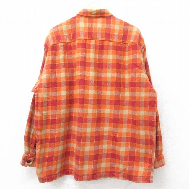 古着 パタゴニア patagonia 長袖 ヘビー フランネル シャツ メンズ 00年代 00s 大きいサイズ オーガニックコットン オレンジ他 チェック spe 25nov25_2
